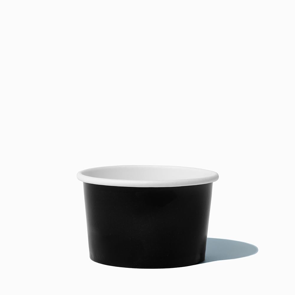 UNIQ 4 oz 1000 Pack Black Ice Cream Cups | Disposable Leak Resistant Paper Dessert Cups for Ice Cream, Frozen Yogurt & Gelato | Small Food Serving Cups for Parties, Catering & Business