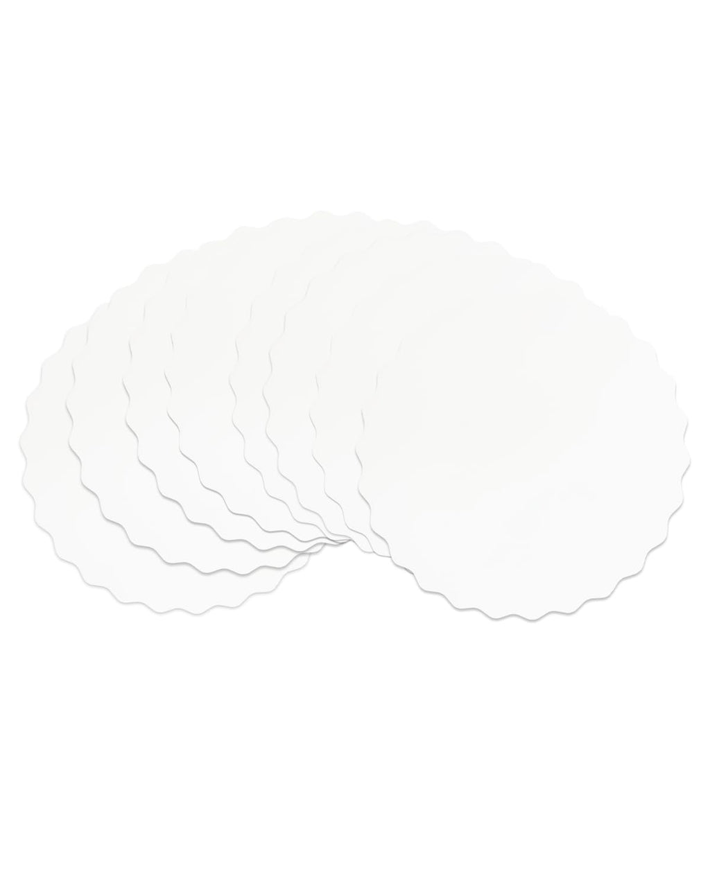 qiqee 10 Inch White Wave Cake Boards Round 50-Packs Circles Rounds Base Food-Grade Cardboard Wave Cake Plate（Thinner But Stronger）