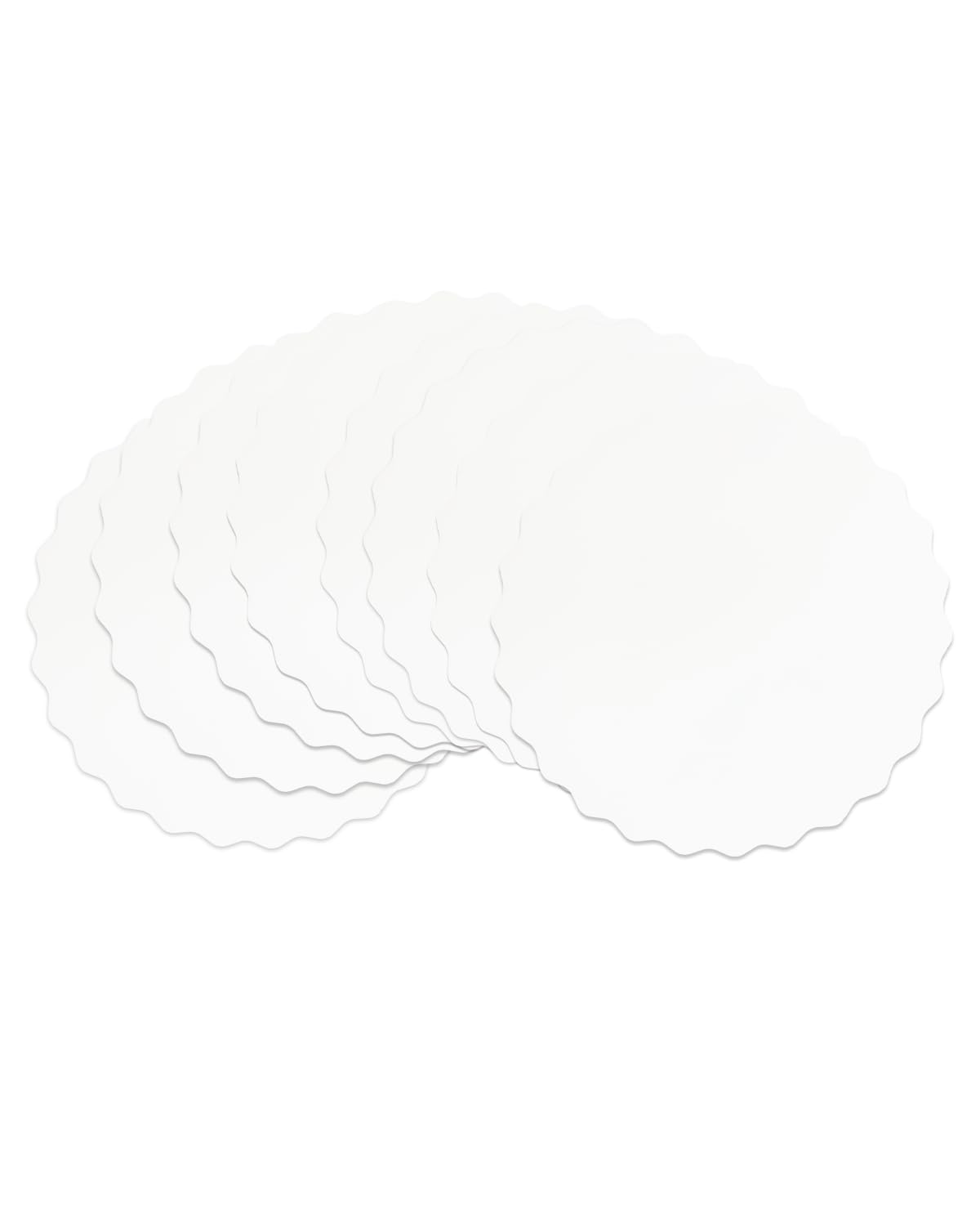 qiqee 10 Inch White Wave Cake Boards Round 50-Packs Circles Rounds Base Food-Grade Cardboard Wave Cake Plate（Thinner But Stronger）