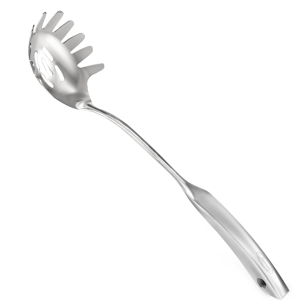 Newness 9 Pcs Cooking Utensils Set, 304 Stainless Steel Kitchen Utensils Set, Metal Kitchen Accessories, Include Soup Ladle, Slotted Skimmer Spoon, Spaghetti Spoon and Spatula, Dishwasher Safe