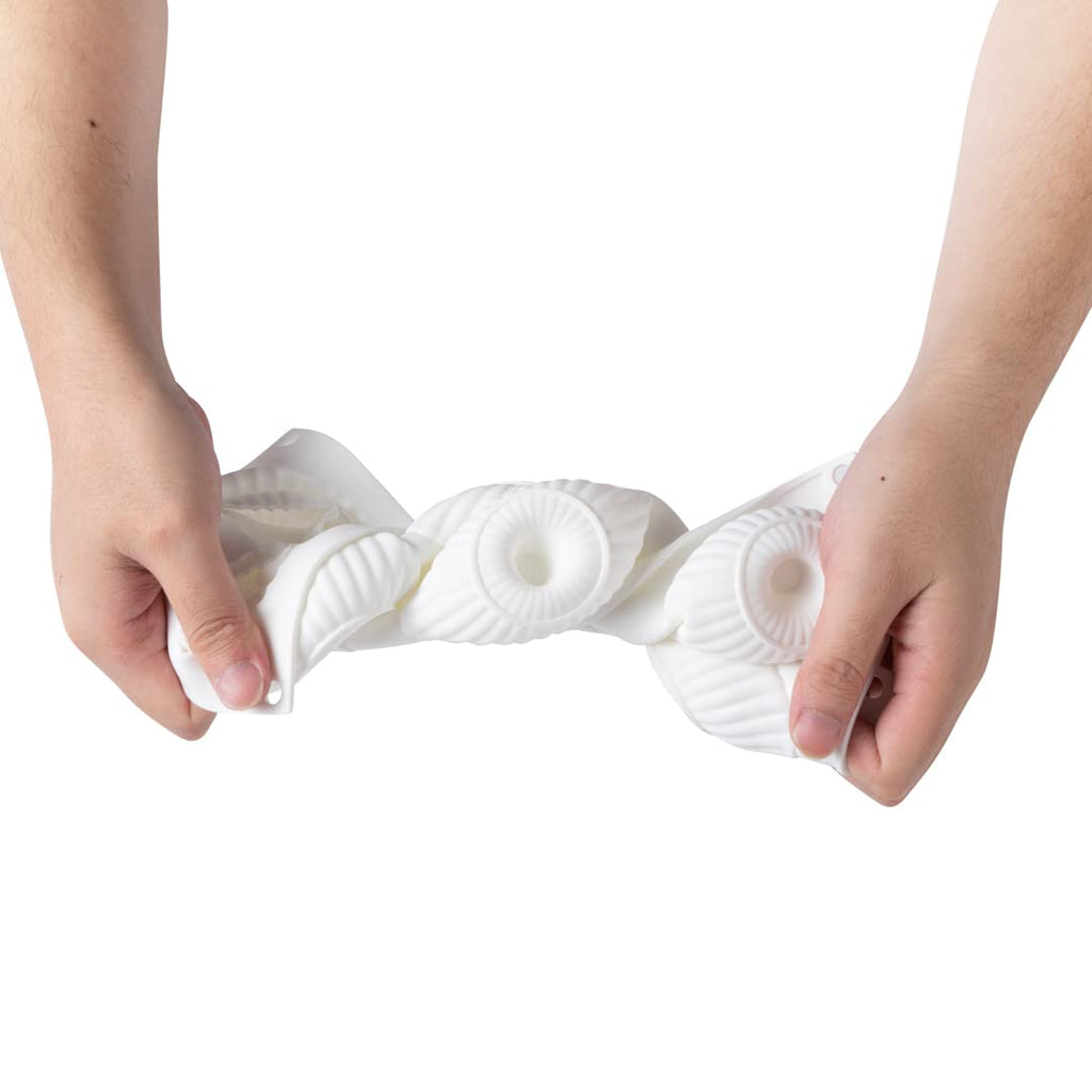 Pastry Tek 6 Cavities Donut Pans, 10 Ridge Design Donut Molds - Oven-Ready, Flexible, White Silicone Bagel Pans, Freezable, Easy Release - Restaurantware