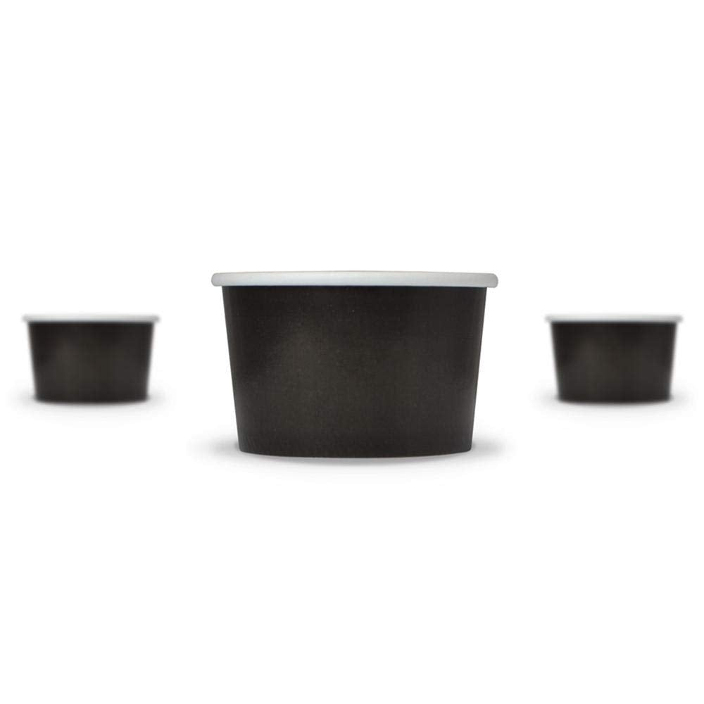 UNIQ 4 oz 1000 Pack Black Ice Cream Cups | Disposable Leak Resistant Paper Dessert Cups for Ice Cream, Frozen Yogurt & Gelato | Small Food Serving Cups for Parties, Catering & Business