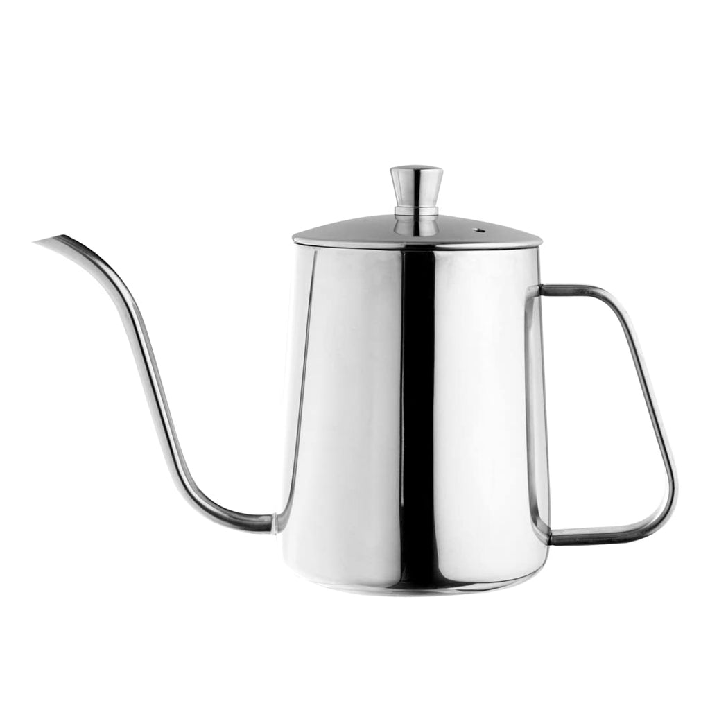 Restaurantware Pour Over Kettle Pack of 1 Stainless Steel 12 oz Precision Spout Gooseneck Coffee Kettle With Ergonomic Handle, Corrosion-Resistant for Artisan Brewing, Silver