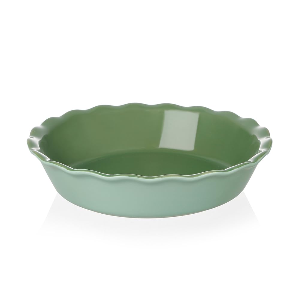 Sweejar Ceramic Pie Pan, 10 Inches Round Baking Dish for Dinner(Green)