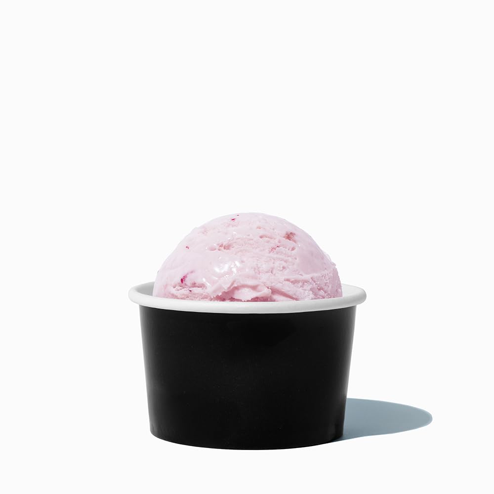 UNIQ 4 oz 1000 Pack Black Ice Cream Cups | Disposable Leak Resistant Paper Dessert Cups for Ice Cream, Frozen Yogurt & Gelato | Small Food Serving Cups for Parties, Catering & Business