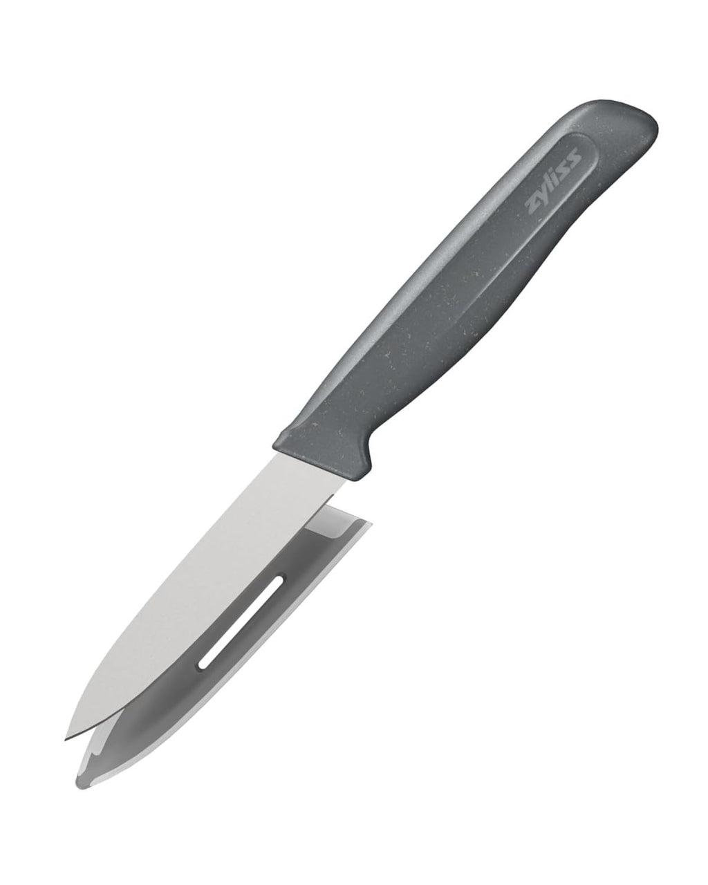 Zyliss Paring Knife – Sharp German Stainless Steel Blade with Sustainable Wheat Straw Non-Slip Handle – Includes Safety Cover – Dishwasher Safe – 3.5 inches - Gray