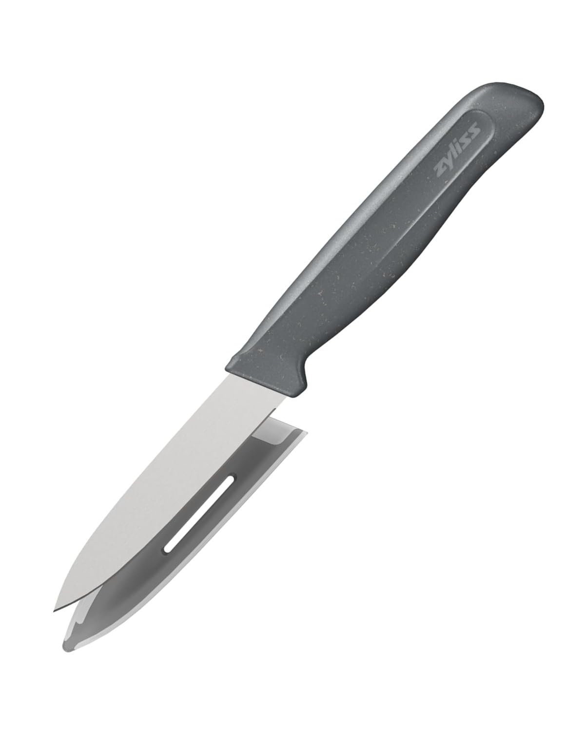 Zyliss Paring Knife – Sharp German Stainless Steel Blade with Sustainable Wheat Straw Non-Slip Handle – Includes Safety Cover – Dishwasher Safe – 3.5 inches - Gray