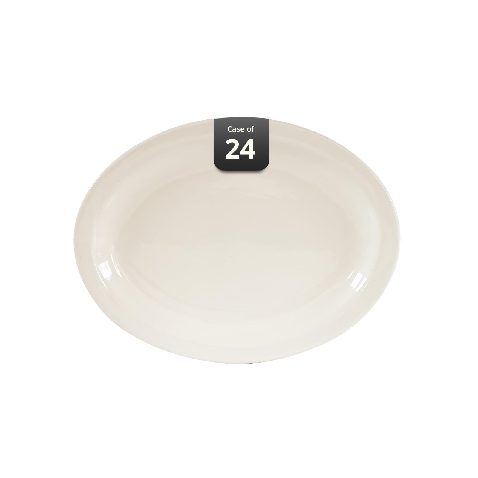 IRESTAURANT PLUS Stoneware Narrow Rim Commercial Grade Dinnerware, America White, Oval Platter 9.5" x 7.25", Cae of 24