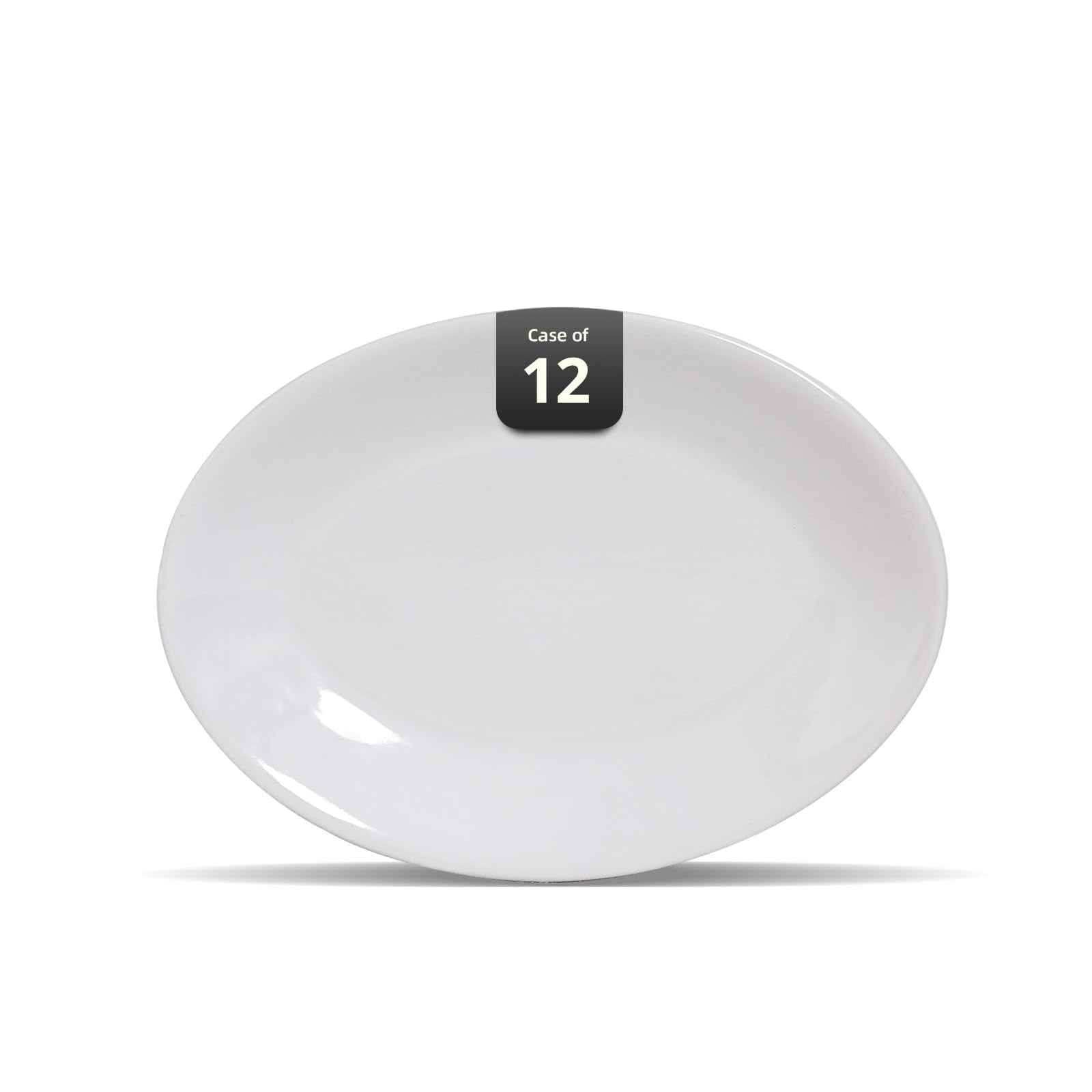 IRESTAURANT PLUS Stoneware Coupe Commercial Grade Dinnerware, Bright White, Oval Platter 11.75" x 8", Case of 12