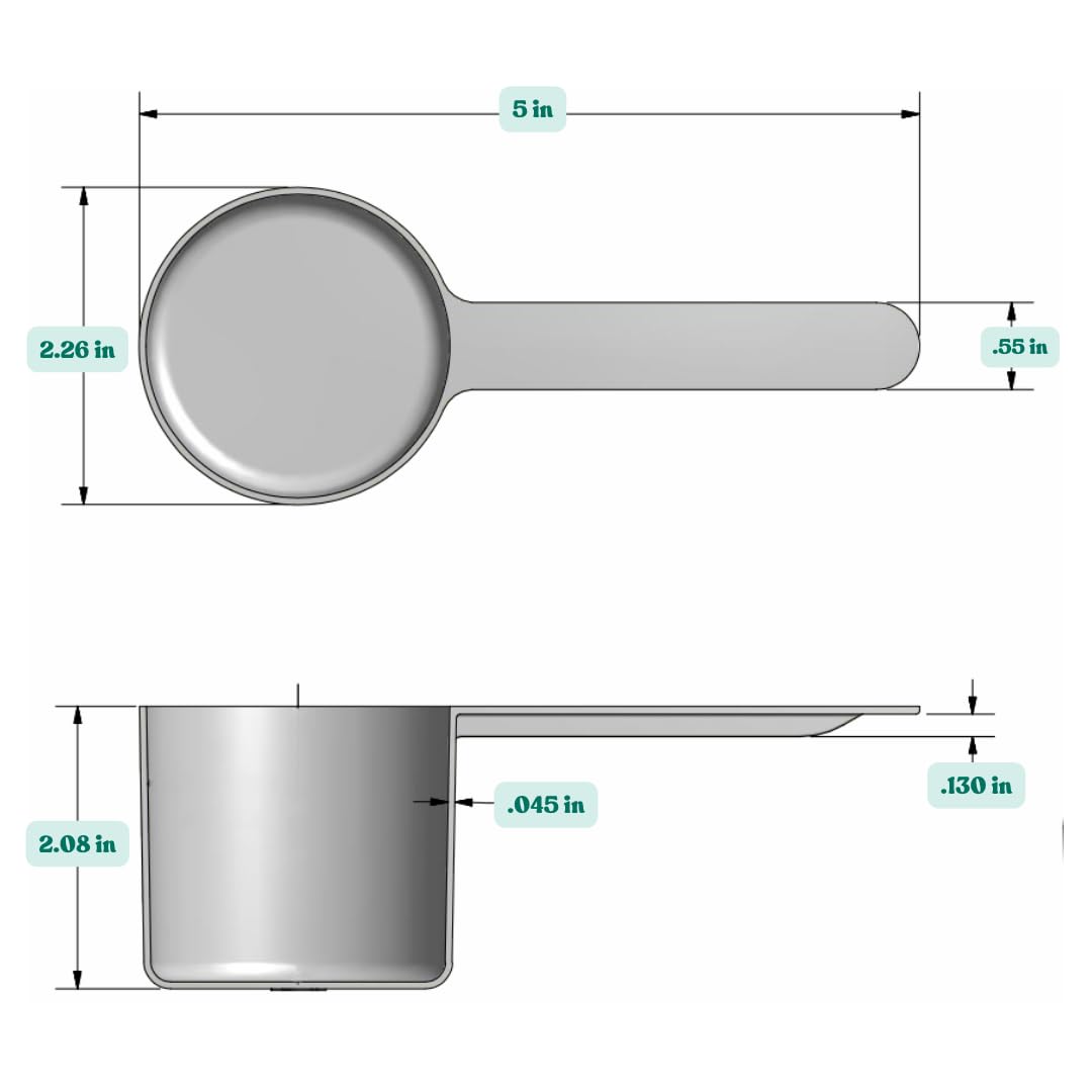 Supplement and Supply 1/2 Cup (4 Oz. | 118.4 mL) Long Handle Plastic Measuring Scoop for Coffee, Protein Powder, Pet Food, Spices, Grains, Dry Goods – Food-Grade BPA-Free (Pack of 5)