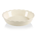 Sweejar Ceramic Pie Pan for Baking, 10 Inches Round Baking Dish for Dinner, Non-Stick Pie Plate with Soft Wave Edge for Apple Pie, Pumpkin Pie, Pot Pies (Beige)