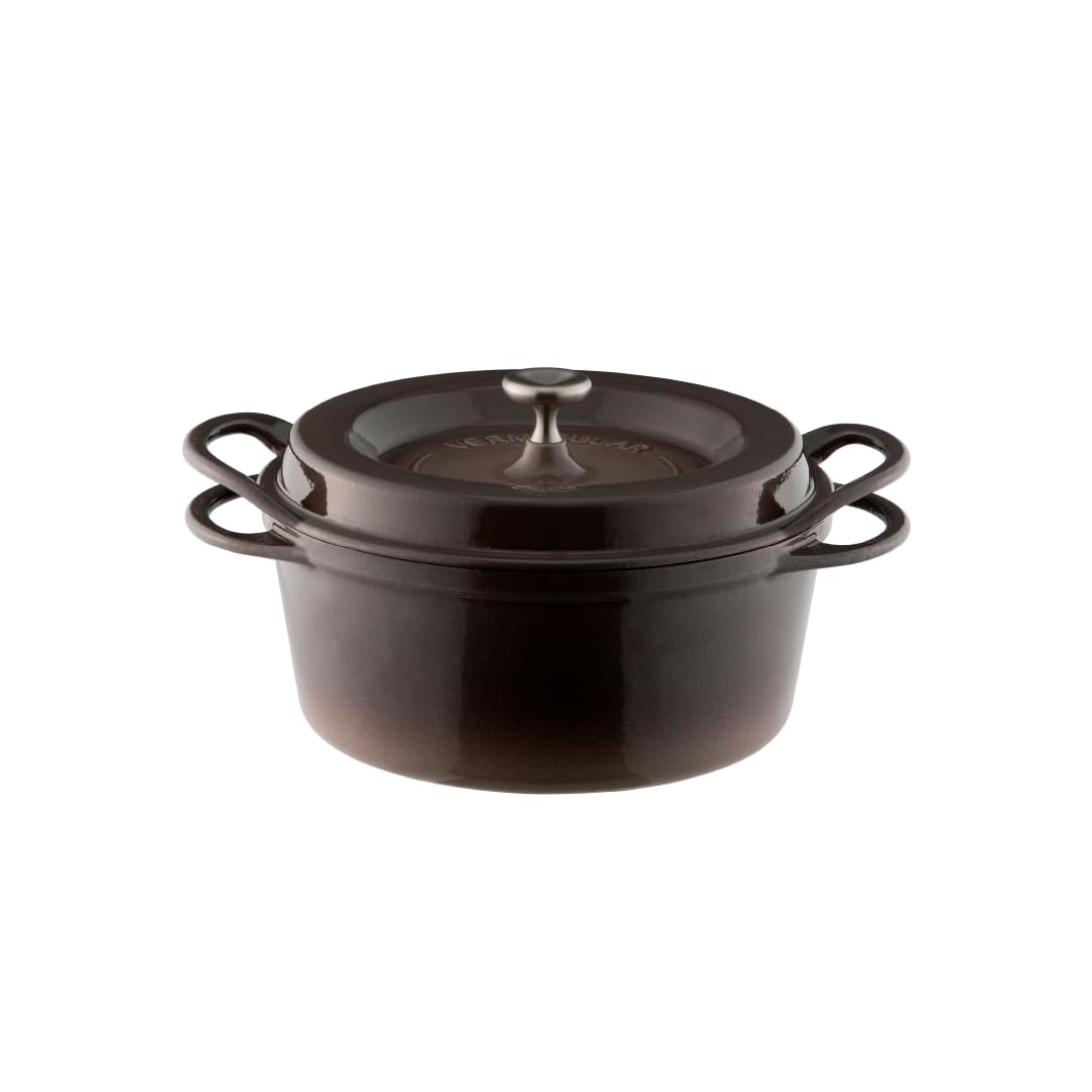 Vermicular Oven Pot 22cm (3.7qt), Enameled Cast Iron Pot - Pearl Brown