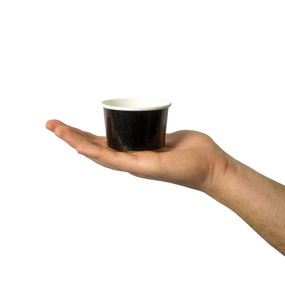 UNIQ 4 oz 1000 Pack Black Ice Cream Cups | Disposable Leak Resistant Paper Dessert Cups for Ice Cream, Frozen Yogurt & Gelato | Small Food Serving Cups for Parties, Catering & Business