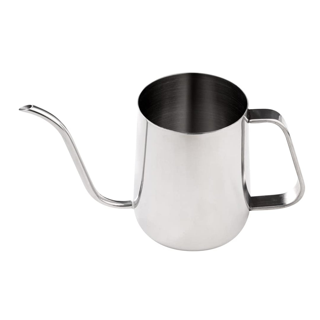 Restaurantware Pour Over Kettle Pack of 1 Stainless Steel 12 oz Precision Spout Gooseneck Coffee Kettle With Ergonomic Handle, Corrosion-Resistant for Artisan Brewing, Silver