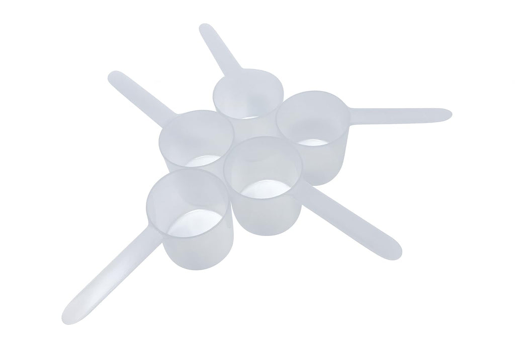Supplement and Supply 1/2 Cup (4 Oz. | 118.4 mL) Long Handle Plastic Measuring Scoop for Coffee, Protein Powder, Pet Food, Spices, Grains, Dry Goods – Food-Grade BPA-Free (Pack of 5)