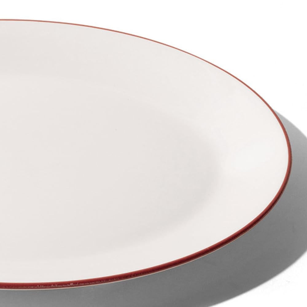 Made In Cookware - Serving Platter - White With Red Rim - Porcelain - Crafted in England
