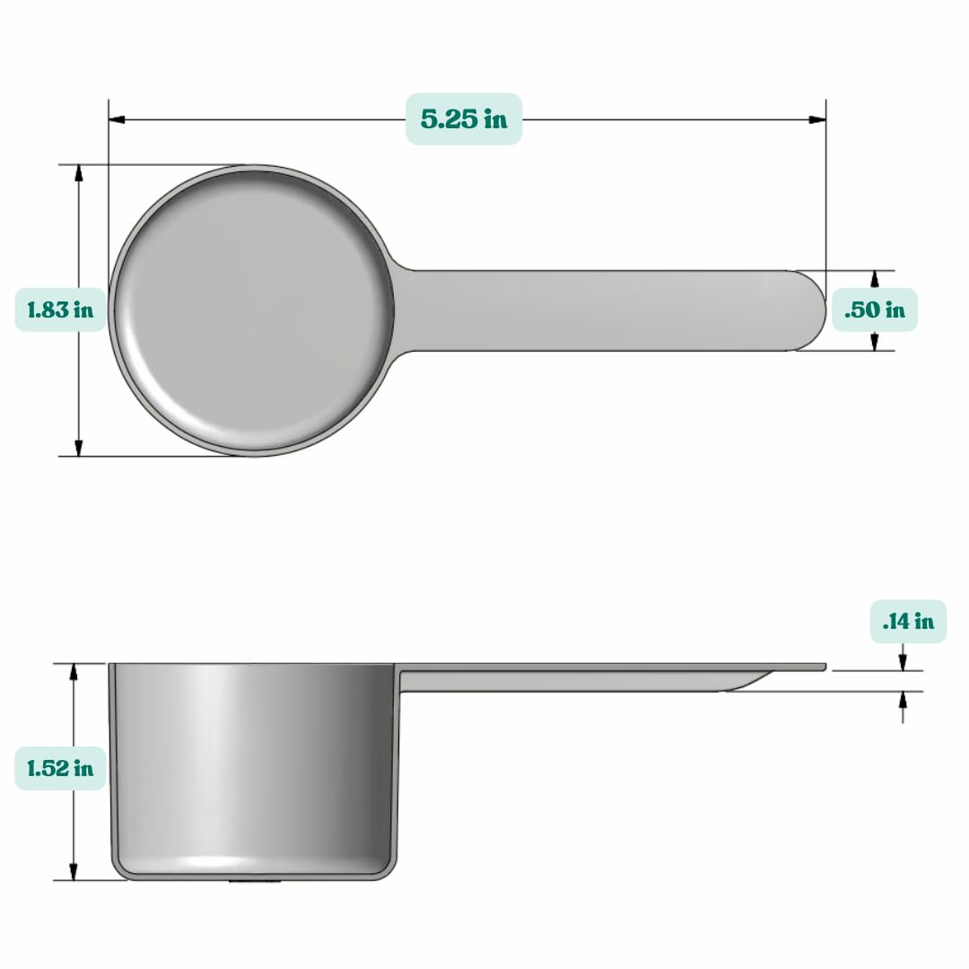 Supplement and Supply 55 mL (55 CC | 1.86 Oz.) Long Handle Plastic Measuring Scoop for Coffee, Protein Powder, Pet Food, Spices, Grains, Dry Goods – Food-Grade BPA-Free (Pack of 100)