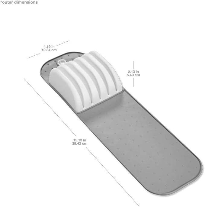 Madesmart Premium Antimicrobial Classic Small In-Drawer Knife Mat, Soft-Grip, Non-Slip Drawer Organizer, Long-Lasting Home Organization, EPA Certified, White, PremiumWhite