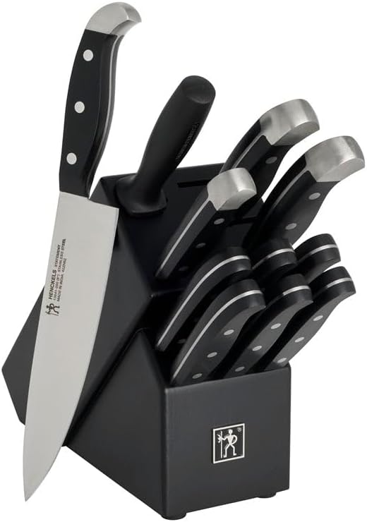 HENCKELS Premium Quality 12-Piece Knife Set with Block and Knife Sharpener, Razor-Sharp, German Engineered Knife Informed by over 100 Years of Masterful Knife Making