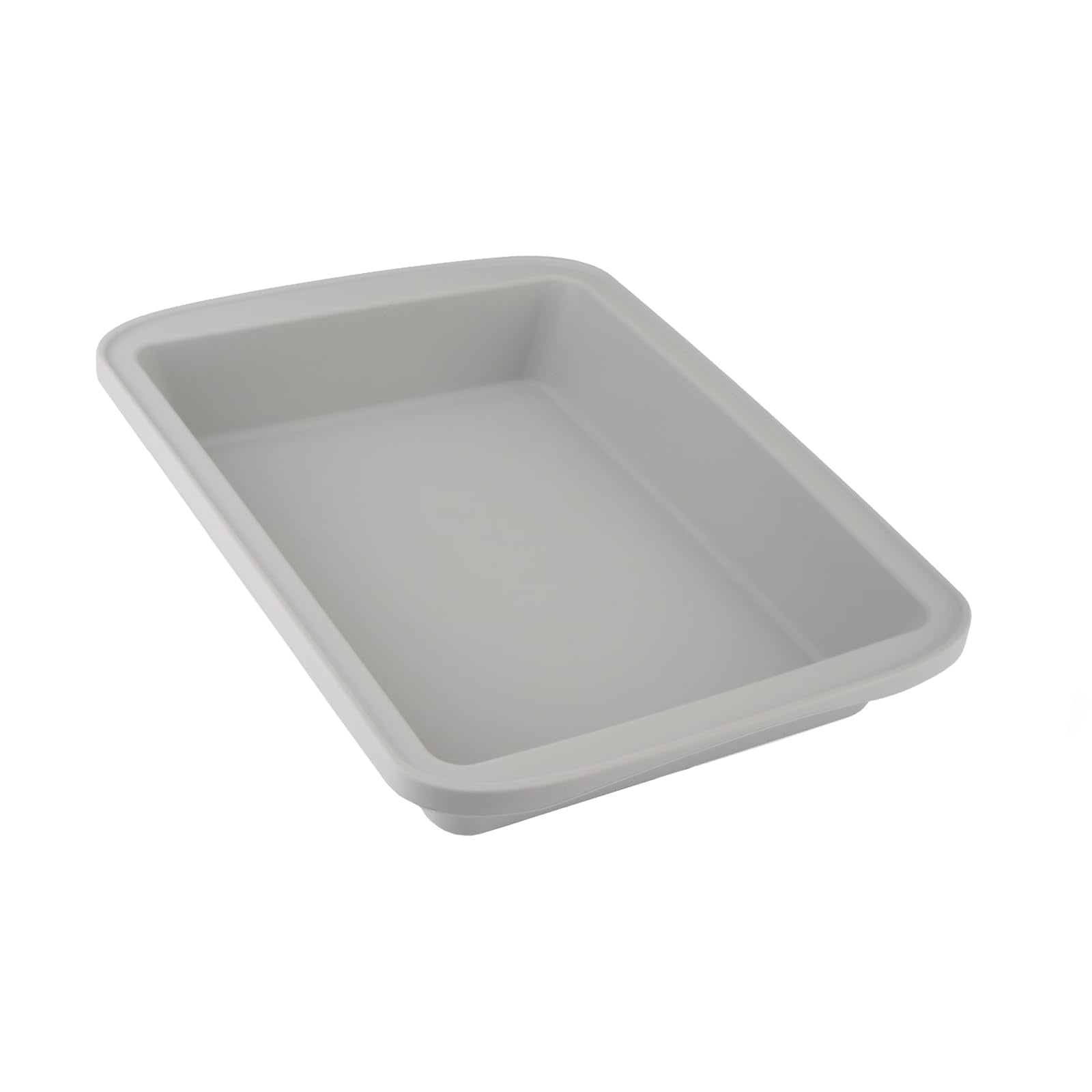 Sunsetbaby Silicone Baking Dish with Handles, Deep Rectangular Bakeware Cake Pan, Compatible with Fancy Panz, for Lasagna, Cake, Brownie or Family Dinner, 12.6 x 9.8 x 2.1 Inch (Grey)