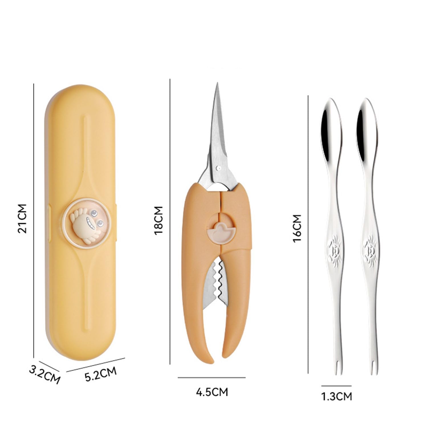 ACCUFINE Crab Crackers and Tools Yellow in Case Set for Party Crab Scissors for Cutting the Shell Lobster Crackers and Picks Sets with Carrying Case Seafood Scissor Shrimp (yellow)