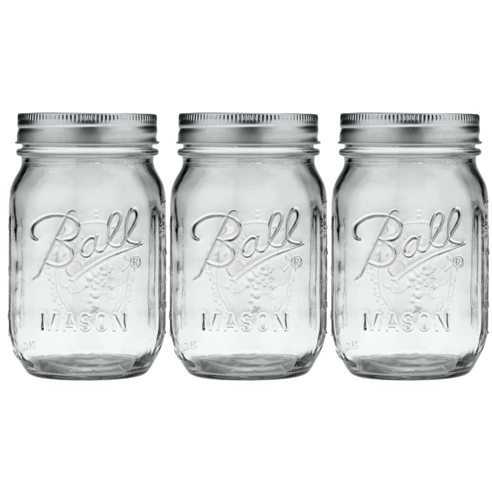 Ball Regular Mouth Glass Mason Jars with Lids and Bands, Used for Canning (Half Pint, 8 Ounce (Pack of 6))