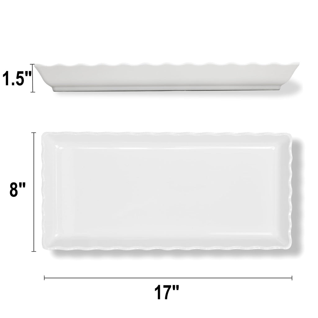 KAQAHIDO 17" x 8" x 1.5" White Serving Tray Set