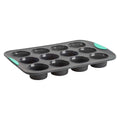 Trudeau Structure Silicone Muffin Pan – 12 Cup, Flexible Silicone with Hard Lining to Hold Shape, Non-Stick, BPA-Free, Dishwasher Safe, Heat Resistant to 428°F – Grey/Mint