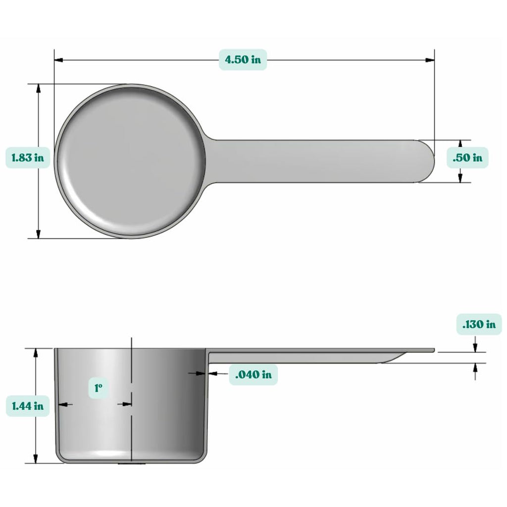 Supplement and Supply 53 mL (1.8 Oz. | 3.58 Tablespoon) Long Handle Plastic Measuring Scoop for Coffee, Protein Powder, Pet Food, Spices, Grains, Dry Goods – Food-Grade BPA-Free (Pack of 25)