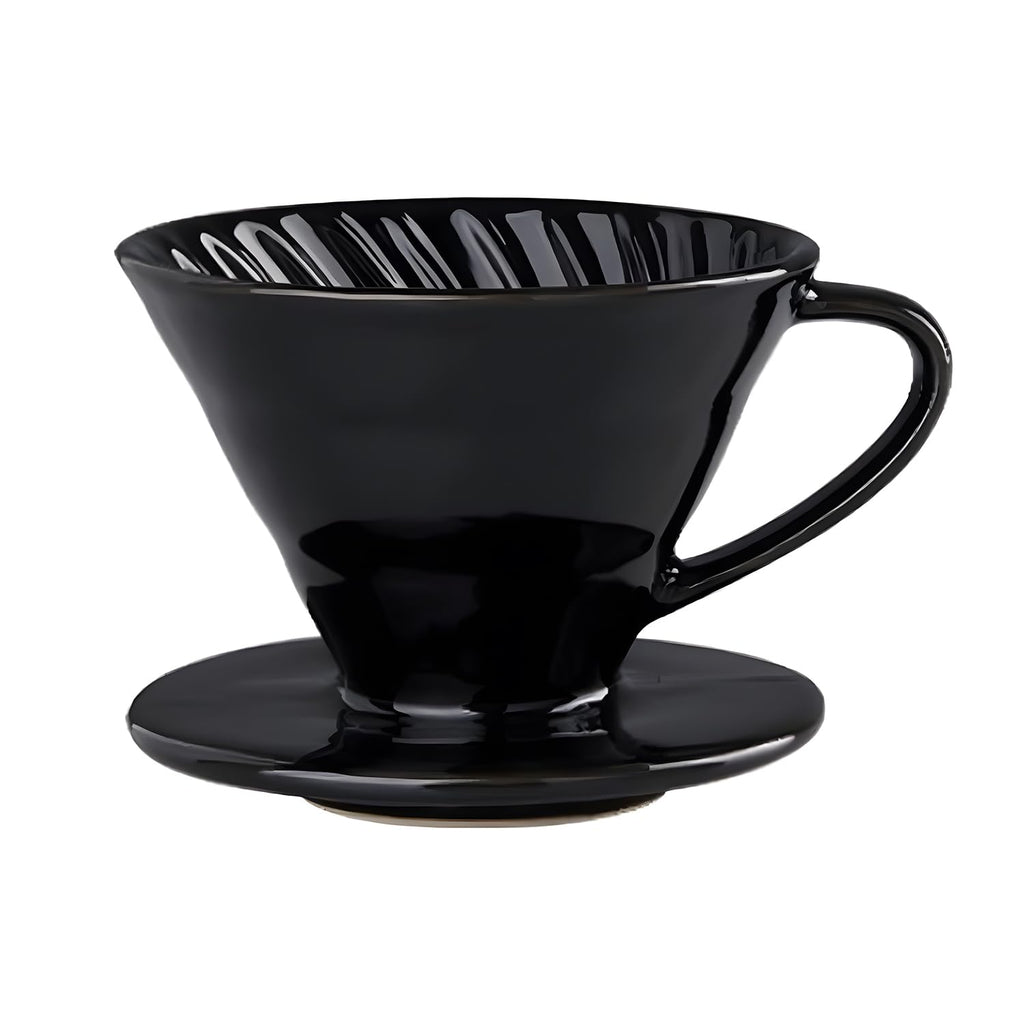 Marirao Pour Over Coffee Maker, Single Cup Coffee Dripper, Manual Porcelain Slow Brewing Accessories for Travel, Camping, Office, Home, Cafe, Coffee Gifts (Black, Large)