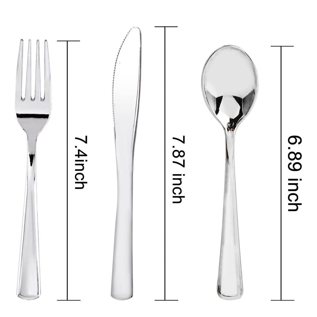 WDF 180 Pieces Silver Plastic Silverware - Silver Plastic Cutlery - Fancy Plastic Silverware Heavy Duty - 60 Forks 60 Knives 60 Spoons - Disposable Plastic Utensils Perfect for Party Wedding