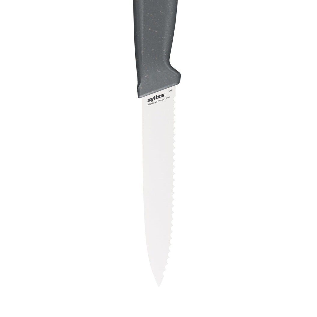 Zyliss Serrated Paring Knife – German Stainless Steel Blade with Sustainable Wheat Straw NonSlip Handle – Blade Guard Included – Dishwasher Safe – 3.9 inches - Gray