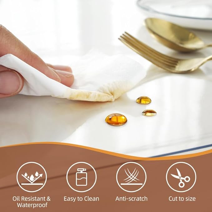 Warmstar Clear Table Cover Protector 22 x 48 Inch,1.5mm Thick Plastic Table Cover Rectangle,PVC Clear Table Protector,Desk Protector Mat for Kitchen, Dresser, Writing Desk，Dining Room Table