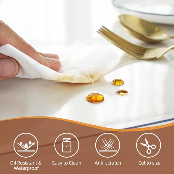 Warmstar Clear Table Cover Protector 12 x 36 Inch,1.5mm Thick Plastic Table Cover Rectangle,PVC Clear Table Protector,Desk Protector Mat for Kitchen, Dresser, Writing Desk，Dining Room Table