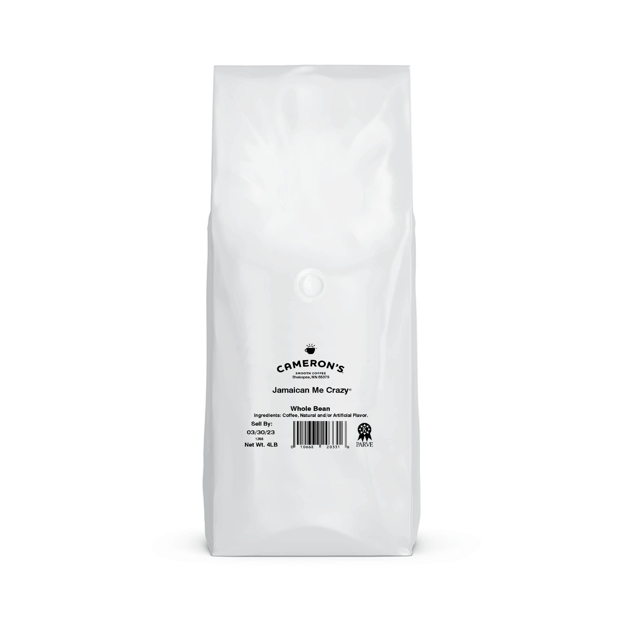 Cameron's Coffee Roasted Whole Bean Coffee, Flavored, Jamaican Me Crazy, 4 Pound