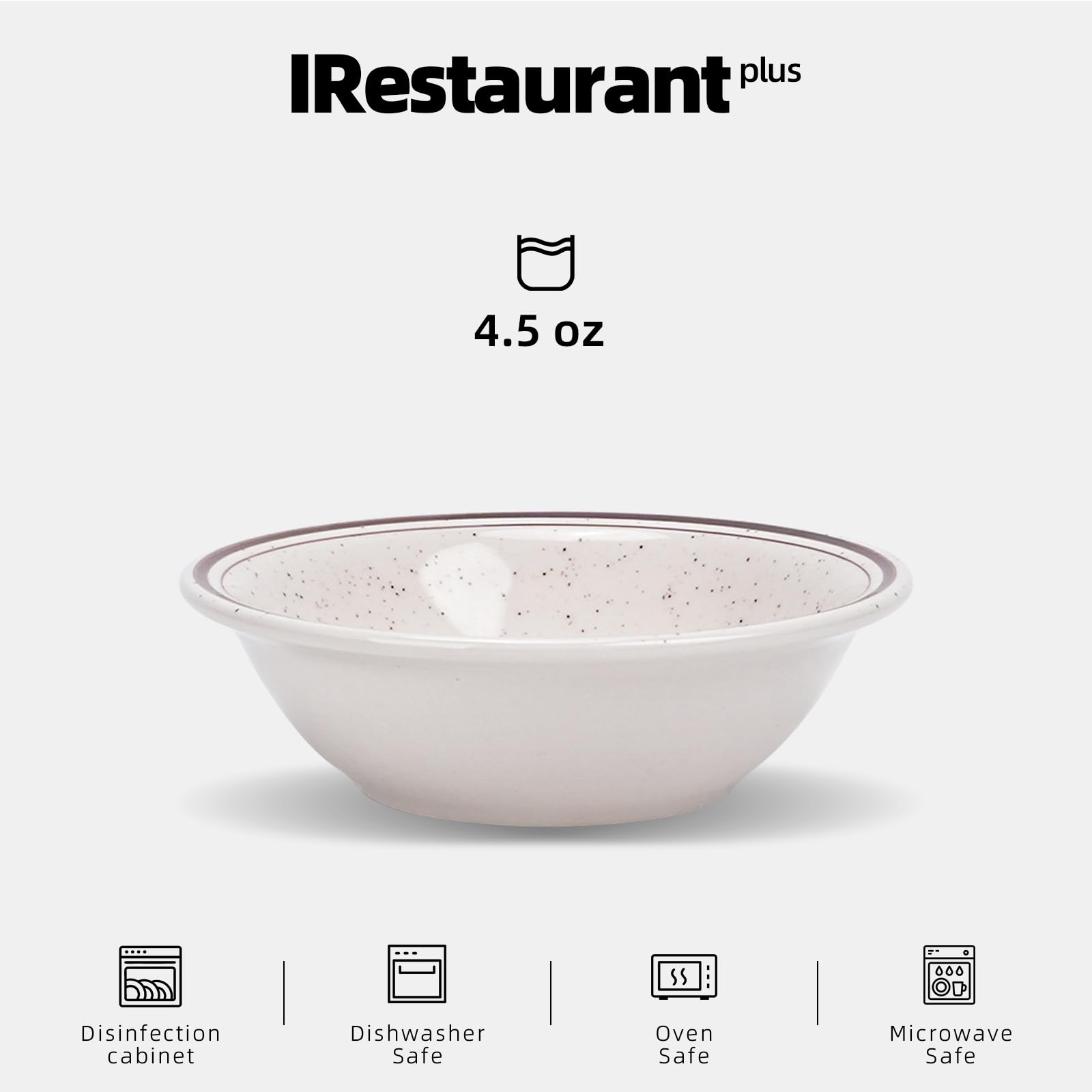IRESTAURANT PLUS Stoneware Narrow Rim Commercial Grade Dinnerware (Brown Speckle, Fruit 4.5oz)