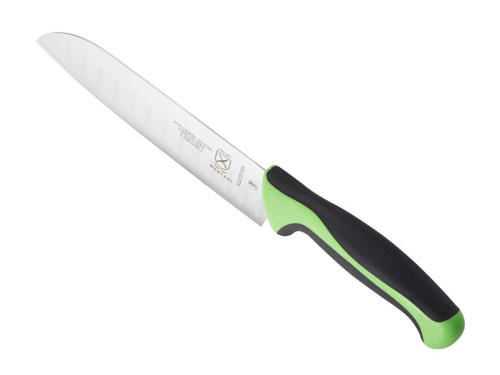 Mercer Culinary Millennia Colors 7-Inch Granton Edge Santoku Knife, Green