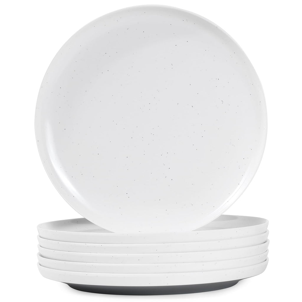 Webbylee Melamine Dessert Plates Set of 6-7.5" Serving Durable Dishes Perfect for Kitchen Outdoor Use,Durable Small Plates for Salad-White & Grey