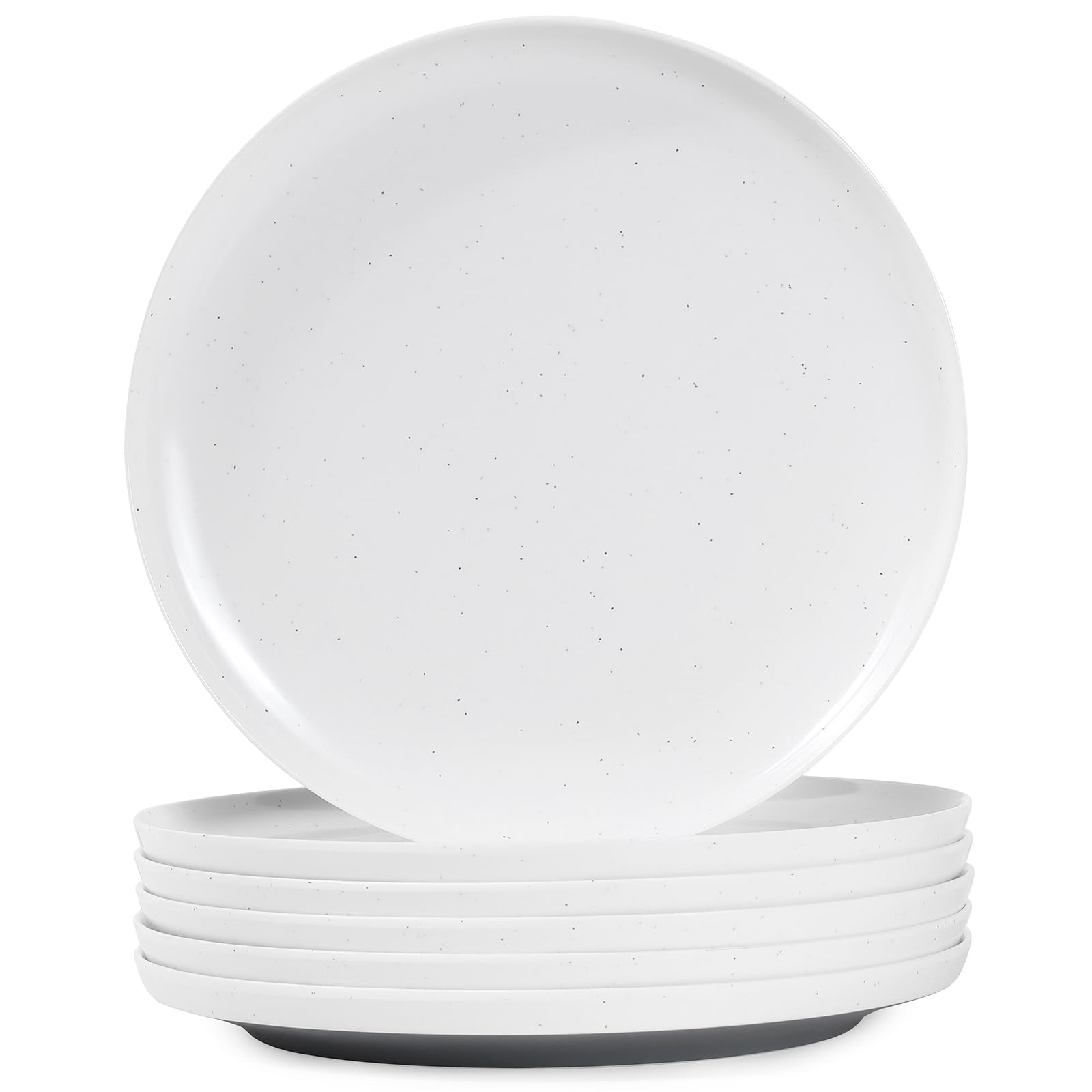 Webbylee Melamine Dessert Plates Set of 6-7.5" Serving Durable Dishes Perfect for Kitchen Outdoor Use,Durable Small Plates for Salad-White & Grey