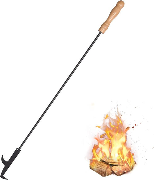 26" Fireplace Fire Pit Tongs & 32" Fire Pit Poker, Heavy Duty Wrought Iron