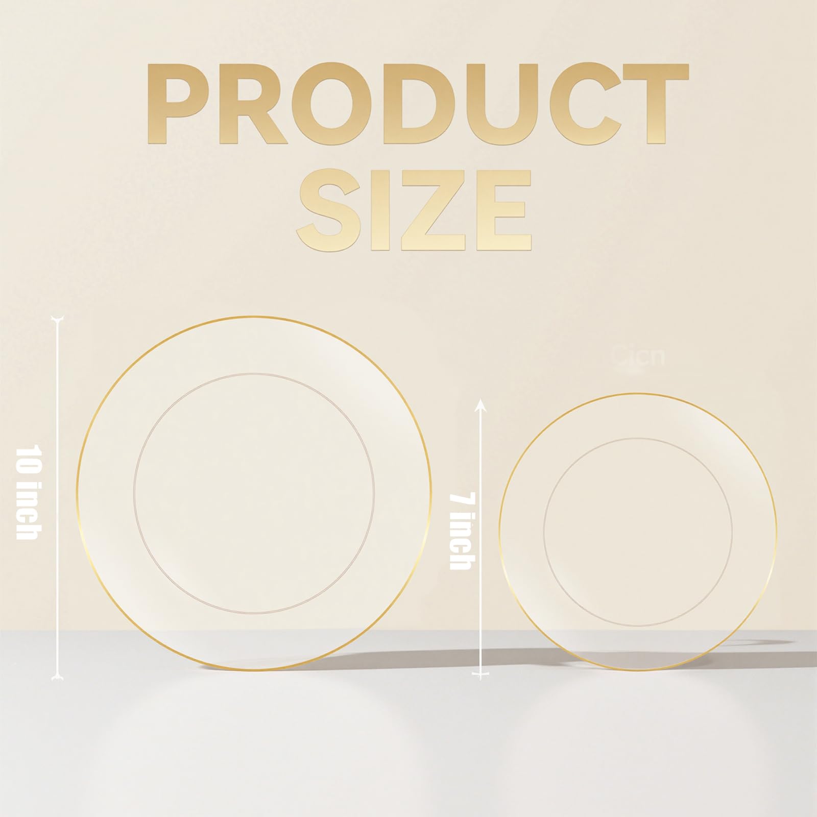 bUCLA 100PCS Clear and Gold Plastic Plates - Clear Disposable With Gold Rim Include 50 Each (10 inch Dinner & 7 inch Dessert) Plates, Ideal for Party & Thanksgiving