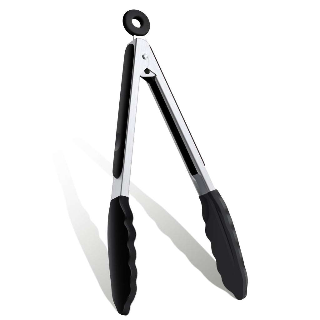 9 Inch Kitchen Tongs, Stainless Steel Cooking Tongs with Silicone Tips