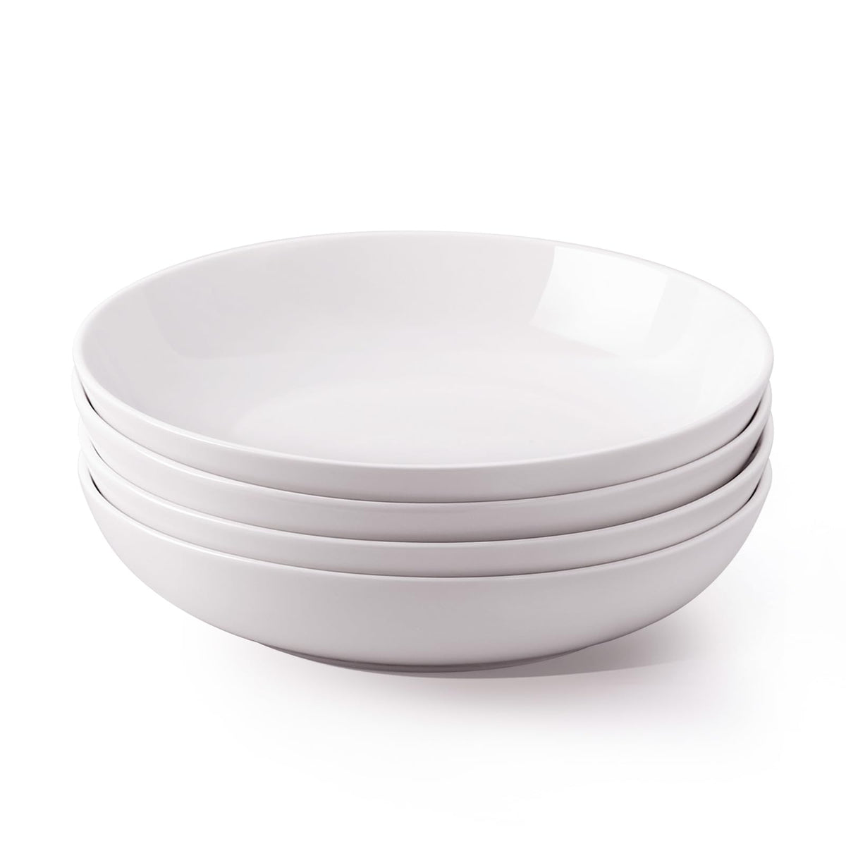 Y YHY 9.75" Large Pasta Bowls, 50 Ounces Big Salad Bowls, Ceramic Serving Bowl Set of 4, Wide and Shallow Bowls Set, Microwave and Dishwasher Safe, White