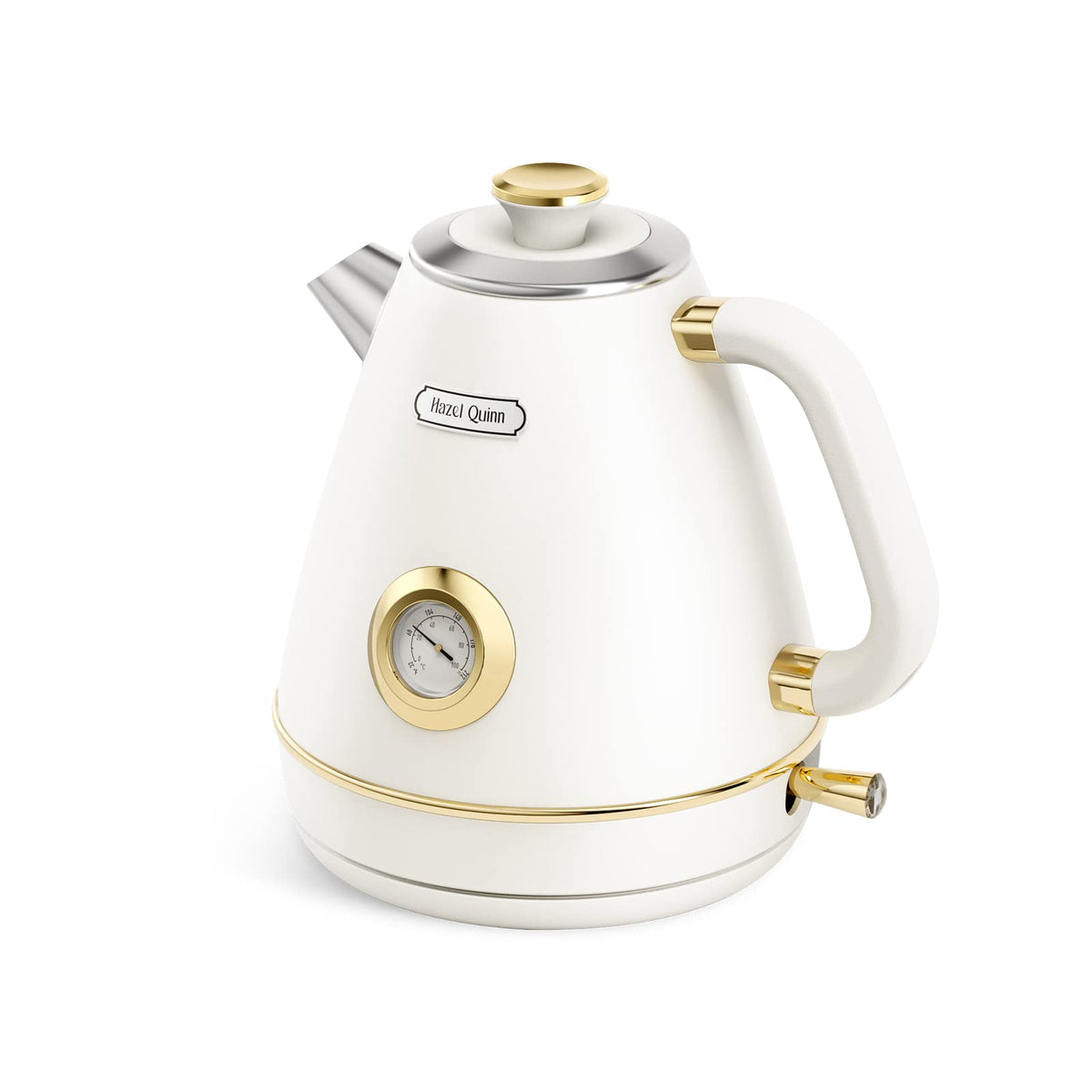 Hazel Quinn Retro Electric Kettle, 1.7 Liters with Thermometer, Ruby Red