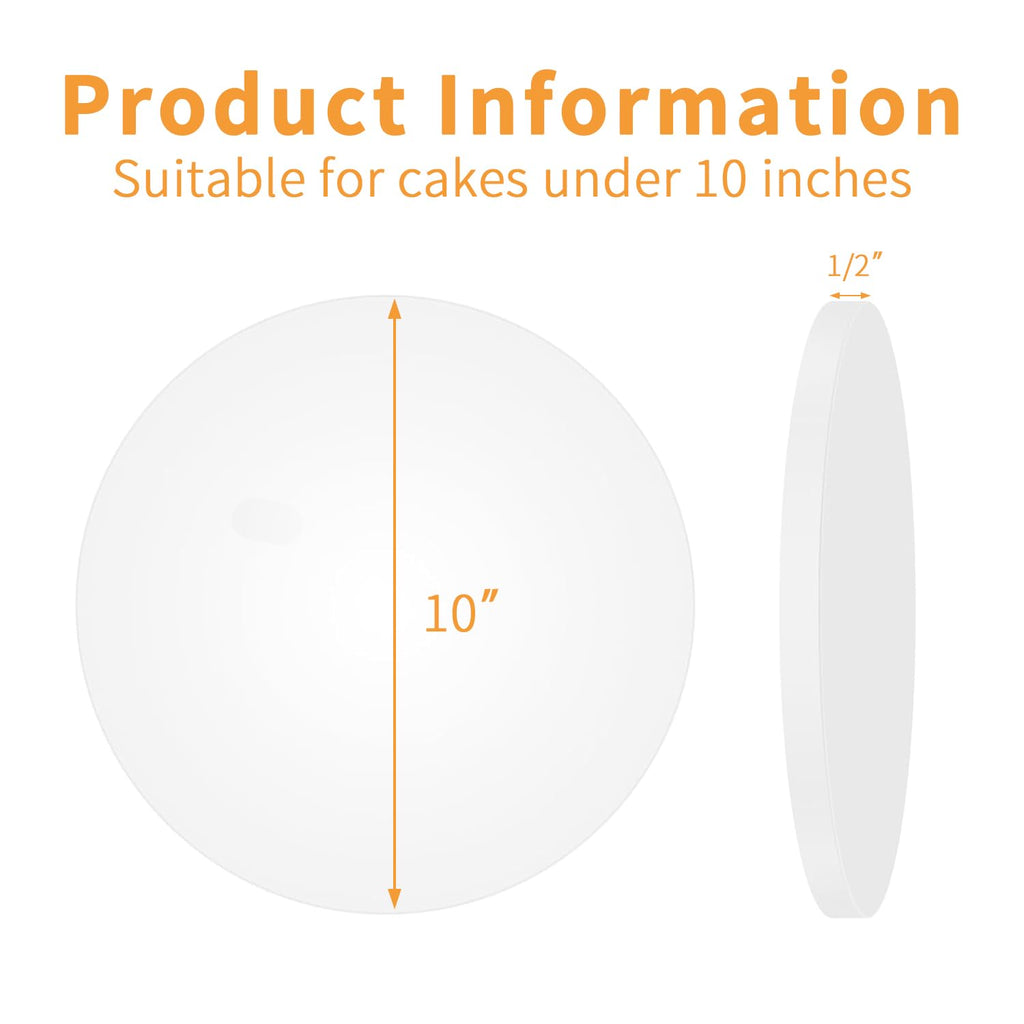 5packs Cake Boards 10 Inch Round,1/2" Thick Cake Drum, Cake Board Food Grade Cake Base, White Cake Cardboard Circles Bases para Pasteles for Wedding & Party & Pizza Desserts(10inch/5pcs)