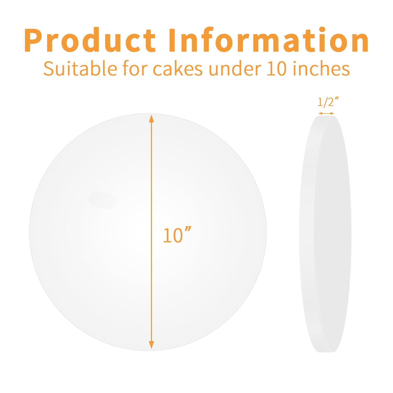 5packs Cake Boards 10 Inch Round,1/2" Thick Cake Drum, Cake Board Food Grade Cake Base, White Cake Cardboard Circles Bases para Pasteles for Wedding & Party & Pizza Desserts(10inch/5pcs)