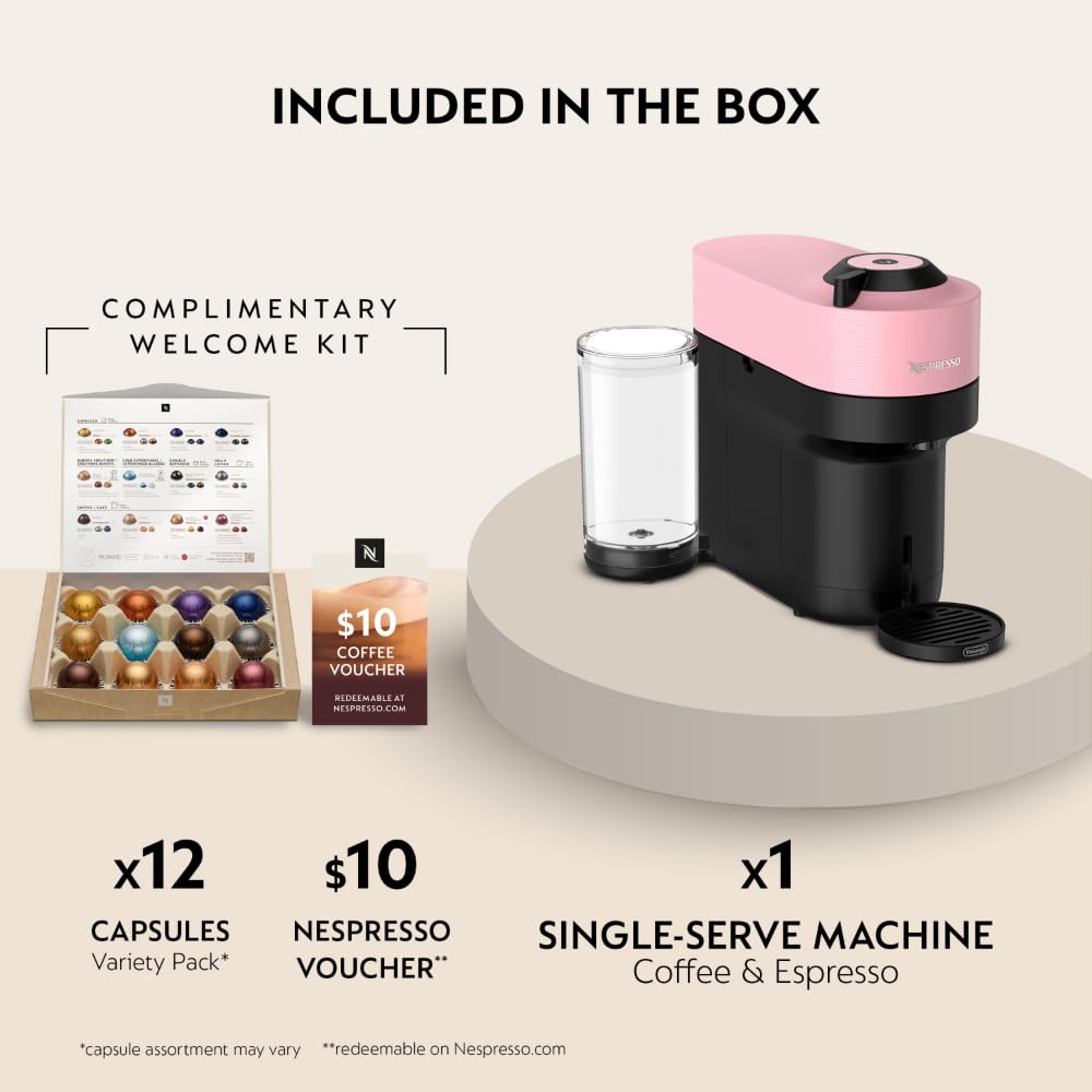 Nespresso Vertuo Pop+ Coffee & Espresso Maker by De'Longhi, Pink
