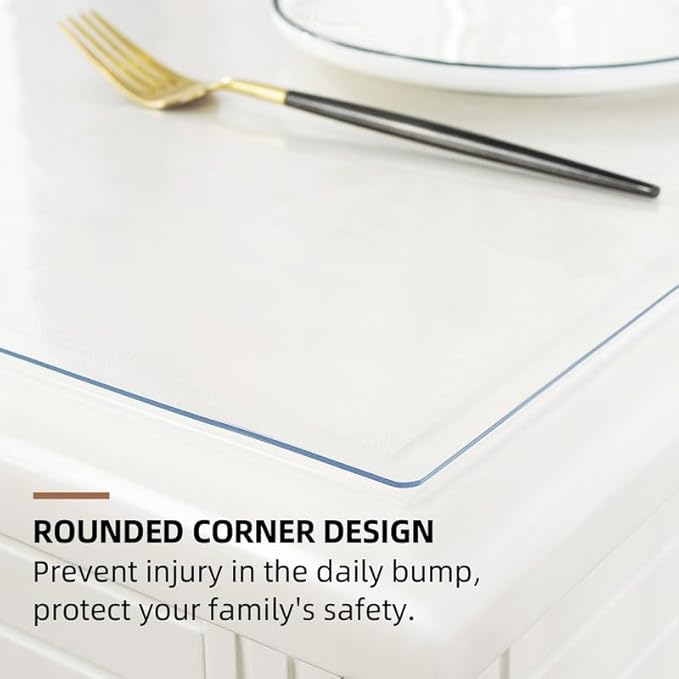 Warmstar Clear Table Cover Protector 38 x 64 Inch,1.5mm Thick Plastic Table Cover Rectangle,PVC Clear Table Protector,Desk Protector Mat for Kitchen, Dresser, Writing Desk，Dining Room Table