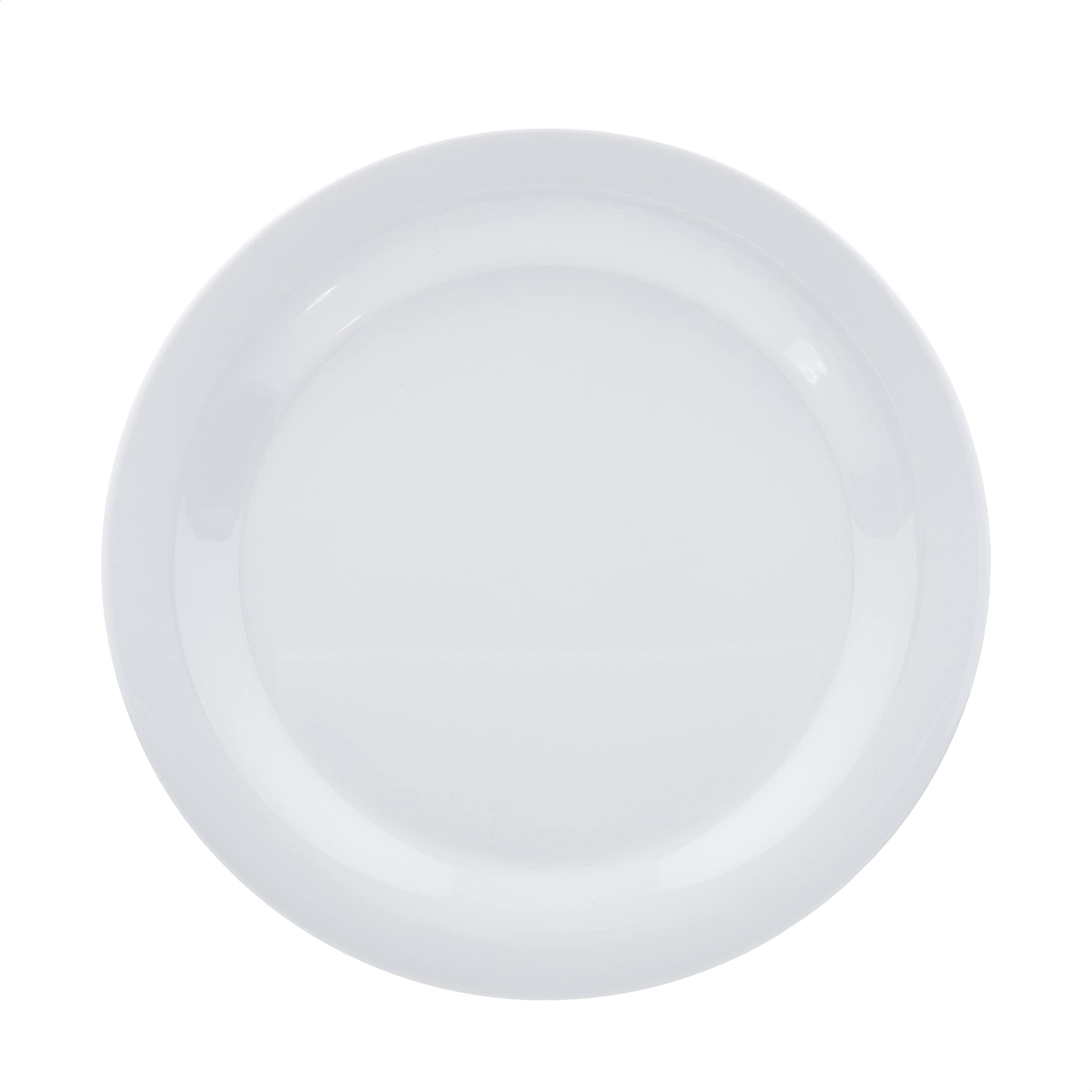 Amazon Basics Melamine Dinner Plates for Restaurants and Home, Dishwasher Safe, BPA Free, Break and Crack Resistant, 10.5", White, 6-Piece Set