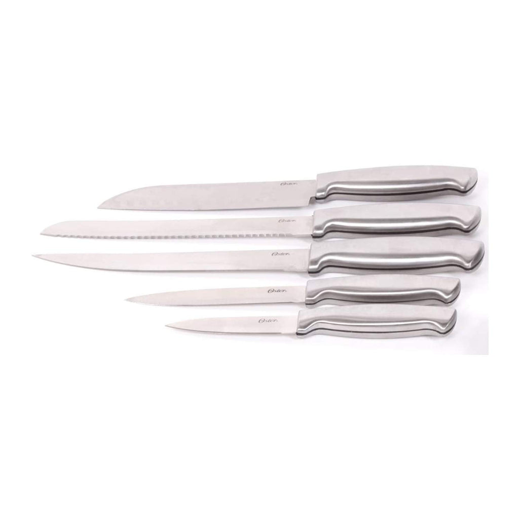 Oster Baldwyn High-Carbon Stainless Steel Kitchen Knife Cutlery Block Set, 22-Piece, Brushed Satin